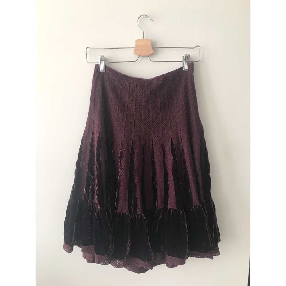 Free People Pleated Velvet Skirt